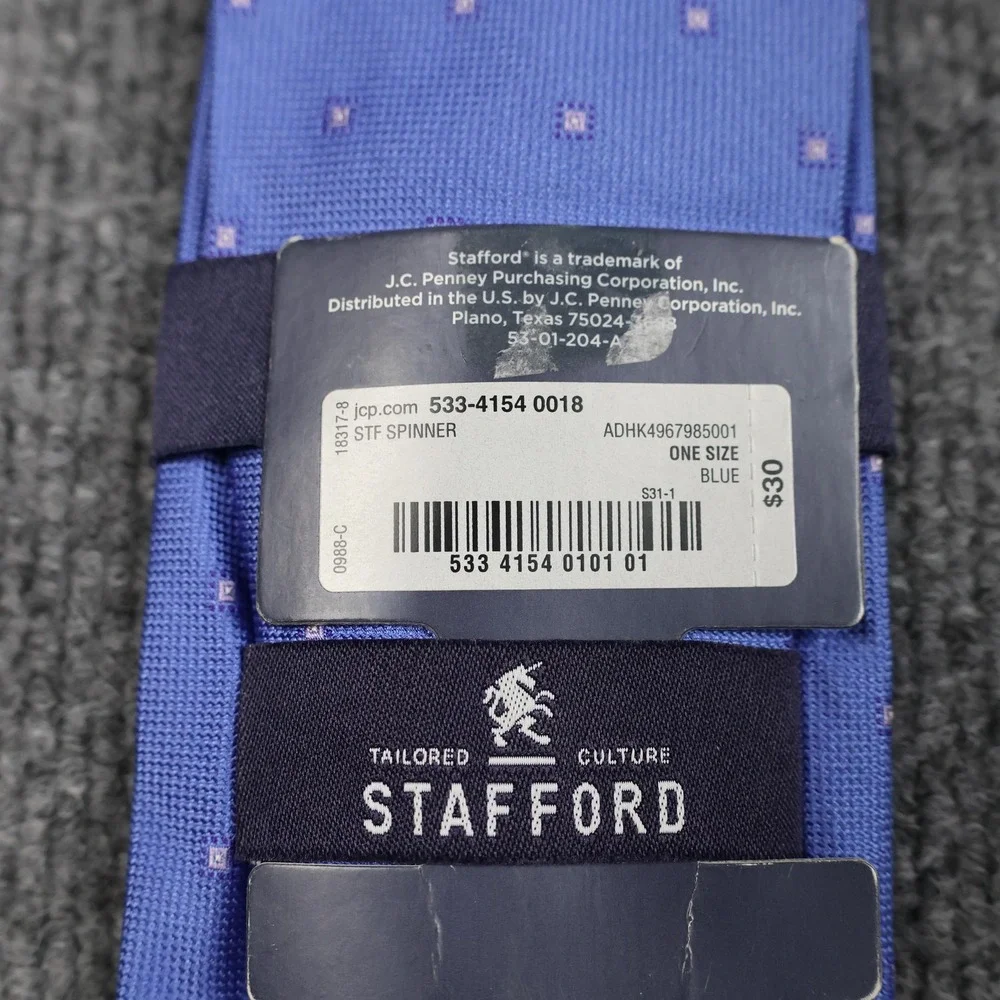Stafford Tie Mens One Size Blue 100% Silk Geometric‎ Micro Dot Dress Necktie